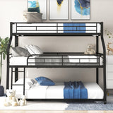 Harper & Bright Designs Black Triple Bunk Bed Twin XL/Full XL/Queen Size, Metal Bunk Bed Frame with Guardrails and Ladder, Steel Triple Bunk Bed for 3 Kids Teens Adults Harper & Bright Designs