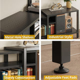 IRONCK 79 Inch TV Stand for TVs up to 85 Inch with Mount and Power Outlet, 3 Tiers TV Console with Storage Shelves, Entertainment Center, Steel Frame, for Living Room, Bedroom, Black IRONCK