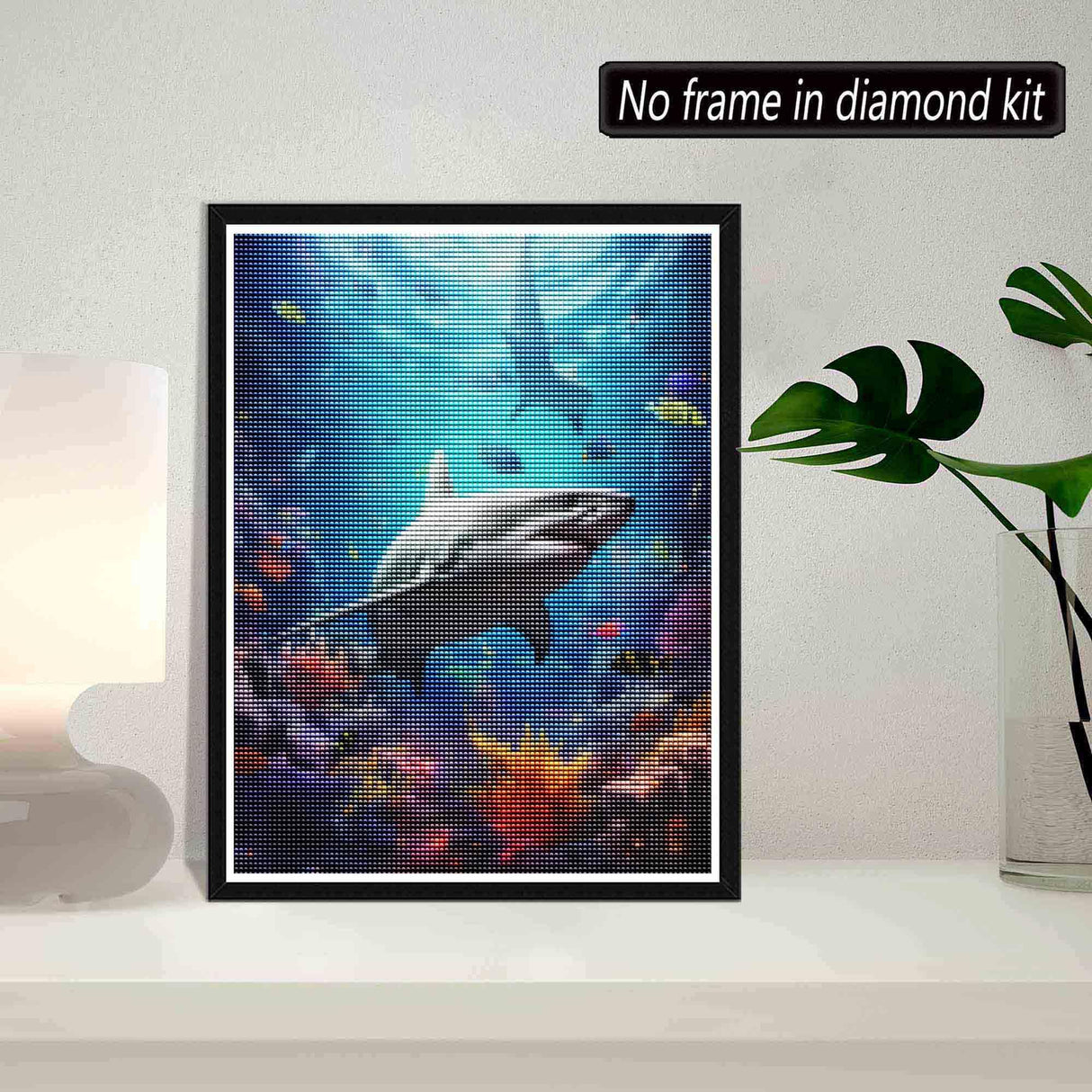 SKRYUIE 5D Diamond Painting Kits Shark - DIY Diamond Art Kits for Adults Marine Animals, Full Round Drill - Crystal Cross Stitch - Adults Craft for Wall & Office Decor - 12x16 inch SKRYUIE