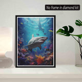 SKRYUIE 5D Diamond Painting Kits Shark - DIY Diamond Art Kits for Adults Marine Animals, Full Round Drill - Crystal Cross Stitch - Adults Craft for Wall & Office Decor - 12x16 inch SKRYUIE