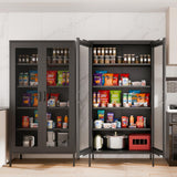 COFaR Metal Mesh Cabinet with 2 Mesh Doors and Adjustable Shelves, Versatile Storage for Kitchen, Laundry Room, Living Room, Office, Curio Display (72" Black) COFaR