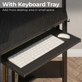 Rolanstar Corner Desk, 44.5" W x 34.5" H Small Computer Desk with Power Outlets, Gaming Desk with LED Lights, Triangle Corner Desk with Keyboard Tray & Monitor Stand for Small Space, Black Rolanstar