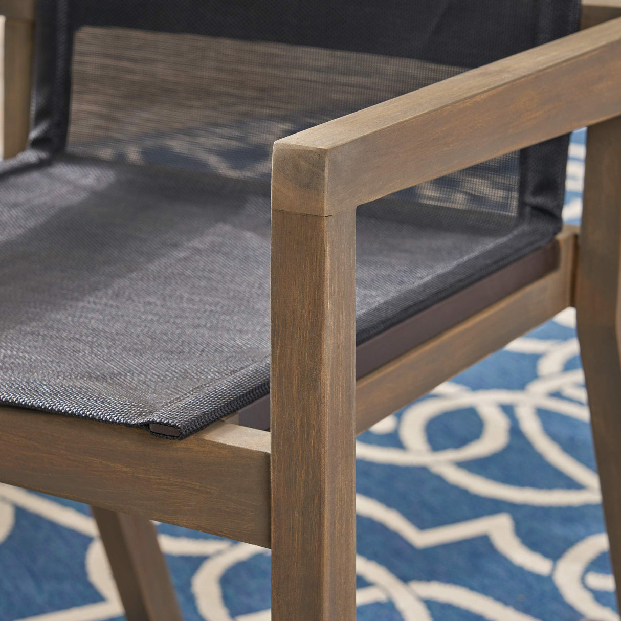 Christopher Knight Home 305156 Jimmy Outdoor Acacia Wood and Mesh Dining Chairs (Set of 2), Gray Finish Christopher Knight Home