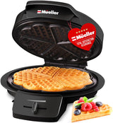 Mueller Heart Waffle Maker, 5 Waffle Iron, Adjustable Browning Control & Nonstick, Cool Touch Handle, Easy to Clean, Small Kitchen Appliances MÜELLERHOME