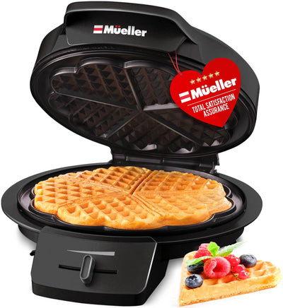 Mueller Heart Waffle Maker, 5 Waffle Iron, Adjustable Browning Control & Nonstick, Cool Touch Handle, Easy to Clean, Small Kitchen Appliances