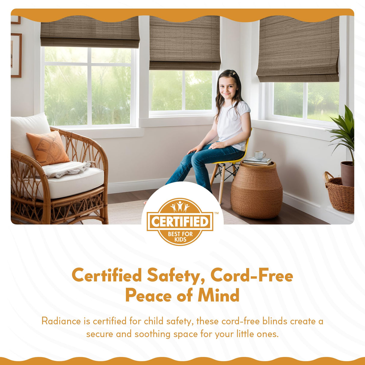 Radiance Cordless Bamboo Roman Shades for Windows - Flatstick Bamboo Blinds for Semi-Private Light Control - Easy to Lift & Fold Up Window Shades - Driftwood - 22.5 in. W x 64 in. L - (2216600E) Radiance