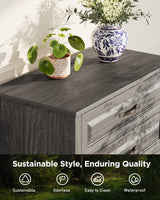 Pipishell Grey 5 Drawers Dresser Chests for Bedroom, 42.7 Inch Tall Wooden Dresser, Farmhouse Storgae Organizer with Large Drawers & Bar Handles for Bedroom, Entryway, Hallway, Grey Pipishell