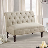Rosevera Larkin Upholstered Tufted Fine Polyester Chair Loveseat Sofa Bench with Armless Design Easy Assembly for Living Room Bedroom, Beige Rosevera