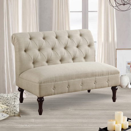 Rosevera Larkin Upholstered Tufted Fine Polyester Chair Loveseat Sofa Bench with Armless Design Easy Assembly for Living Room Bedroom, Beige Rosevera