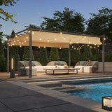 Aoxun 12x16FT Aluminum Pergola, Outdoor Retractable Pergola with Upgraded Canopy Cover, Heavy Duty Metal Pergolas and Gazebos with Adjustable Sun Shade for Modern Patio, Backyard, Deck, Garden Aoxun