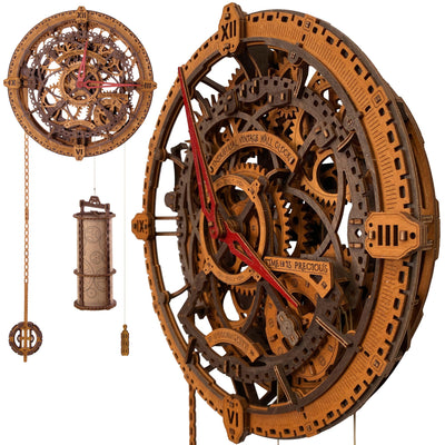 WOODEN.CITY 3D Puzzles for Adults - Industrial Vintage Wall Clock Model Kit - Wooden Puzzles - Mechanical Clock Building Kit