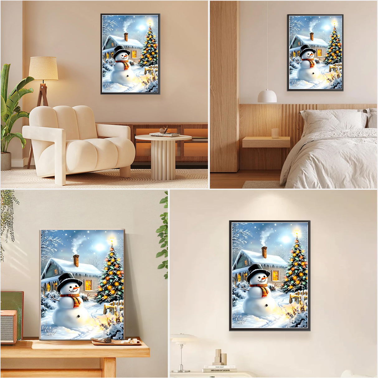 EOBROMD Christmas Framed Paint by Numbers Kits for Adults, Snowman DIY Acrylic Paint by Number on Stretched Canvas, Christmas Painting Kits Adults Oil by Numbers for Home Decor 10x14inch EOBROMD