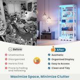 HWB 71" Glass Door Curio Cabinet with RGB LED Lights (White) HWB