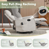 cinkehome Heated Massage Swivel Rocker Recliner Chair Nursery - Small Space Reclining Chair with Lumbar Support, 360° Swivel & Gentle Rocking, Ergonomic High Back Chenille Fabric Beige cinkehome