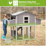 GUTINNEEN Chicken Coop Foldable Hen House with Run and 4 Nesting Boxes Wooden Large Chicken Coop 69.8" L for 4-6 Chickens Pull Out Metal Tray GUTINNEEN