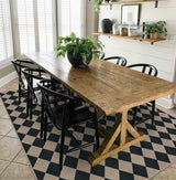 Rugalia Easy Jute Black Checkered 8x10 Area Rug, Washable Modern Outdoor Rug for Patio Non-Slip Diamond Rugs for Living Room, Neutral Farmhouse Floor Carpet for Bedroom Dining Room Classroom Rugalia