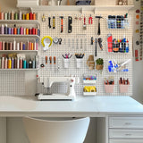 Pegboard Basket Organizers, Peg Board Large Baskets Hooks Bins Cups Tool Organizer 42 Pack Set, Wall Storage Display Hanging Accessories for Craft Office Stadio Shed Garage Organization (White & Pink) G.CORE