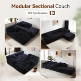 CAODOC 104" Cloud Sectional Couch with Comfy Chaise, Boneless L Shape Sofa with Deep Seat, Minimalist Modular Couches Sleeper for Living Room Bedroom Apartment Lounge,Black CAODOC