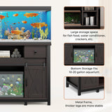 Miereirl 55-75 Gallon Fish Tank Stand with Power Outlet – Heavy Duty Aquarium Stand, Rustic Farmhouse Style, 800 lb Capacity, Adjustable Storage & Sliding Barn Doors, Dark Brown Miereirl