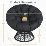 Yaheetech Indoor Papasan Chairs with Thick Tufted Cushions and Frame, Swivel Wicker Ergonomic Lounge Reading Chairs for Living Room/Bedroom, Black Yaheetech