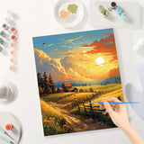 Sunset Farm Paint by Numbers Kit for Adults - DIY Landscape on Canvas 16x20 Inches, Adults' Paint-by-Number Kits Acrylic Paint Set, Suitable for Beginners, Scenic Art Kit for Home Decoration or Gifts DecorFriday