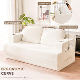 Homall 67” Cloud Couch Sofa 2 Seater Comfy Upholstered Loveseat Floor Sofa with High Density Memory Foam, No Assembly Required, Boneless Couch for Bedroom Living Room (White, Loveseat) Homall