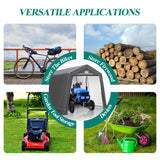 GARTOO 8' x 14' Outdoor Storage Shelter Shed- Heavy Duty Storage Tent with Roll-up Ventilated Windows, Portable Garage Zipper Storage shed for Bike, ATV, Motorcycle Shelter, Gray GARTOO