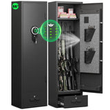 kavey 4-6 Gun Safe, Gun Safes for Home Rifles and Pistols, Rifle Safe, Quick Access Gun Cabinet for Rifles and Shotguns with Backlit Backlit Keypad, Gun Safes & Cabinets with Drawer and 3 Gun Racks kavey