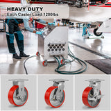 NINOSO 6'' Caster Wheels, Heavy Duty Casters with Polyurethane Wheel, Industrial Casters Set of 4 with Capacity 4800lbs, Widely Used in Workbench Tool Box Furniture (4 Pack Brakes) Ninoso