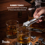 Whiskey Decanter Set in Wooden Gift Box - Includes Decanter, 4 Scotch Glasses, 4 Natural Slate Coasters, 8 Chilling Stones & Rubber Grip Tongs - Great Mens Home Bar Gift for Him, Husband, Dad Froolu