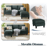 SUNLEI Convertible Sectional Couches for Living Room, L Shaped Couch with Movable Ottoman Storage, 3 Seat Small Couches for Living Room in Apartment, Linen Fabric, Dark Grey SUNLEI