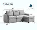 LINSY HOME Modular Sectional Sofa, Convertible L Shaped Sofa Couch with Storage, Modular Sectionals with Ottomans, Small Sofa Couch with Chaise for Small Space, Living Room, Gray LINSY HOME