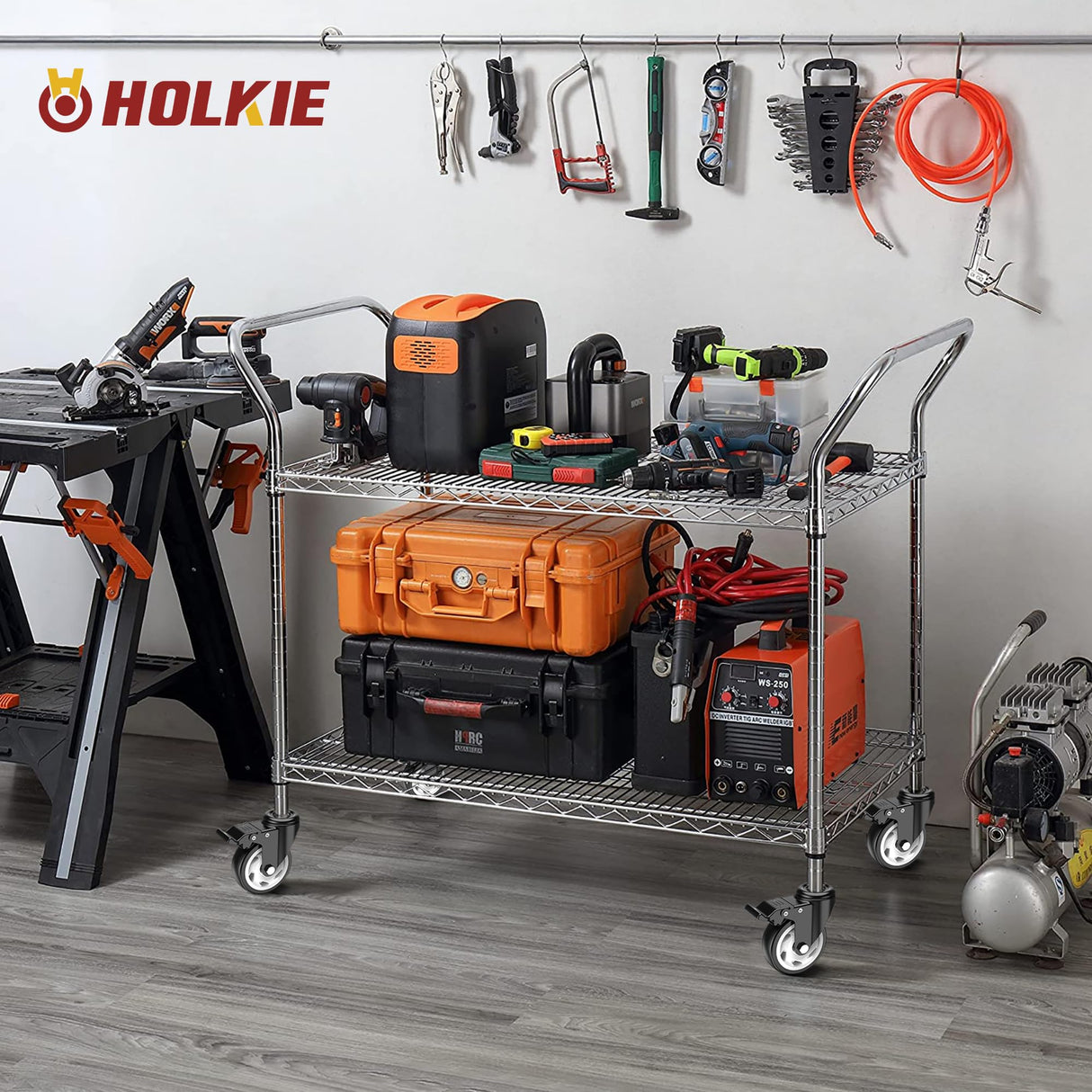 HOLKIE Caster Wheels 4 inch Total Locking Stem Casters, 3/8" -16 x 1 (Stem Diameter 3/8", Stem Length 1") Threaded Stem Casters Swivel Casters Set of 4 Heavy Duty Castors Black HOLKIE