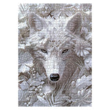 Impossible Flower Wolf Puzzles for Adults 1000 Pieces, Hard Difficult Animals White Jigsaw Puzzles, Floral Winter Wolves Art Puzzles BBOLDIN