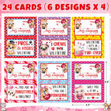 Asoulin Valentine Day Gifts for Kids, 24 Packs Valentine Day Cards for Kids School with Cat & Dog Jigsaw Puzzles Toys Birthday Gifts for Kids Toddler Boys Girls Goodies Bags Classroom Gifts Exchange Asoulin