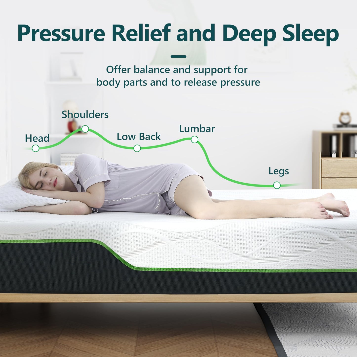 Rest Only King Size Mattress for Pressure Relief, 12 Inches Cooling Gel Memory Foam Hybrid Mattress, King Mattress in a Box with Individual Pocket Spring for Motion Isolation, Medium Firm