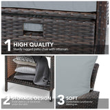 LEVELEVE Balcony Furniture 5 Piece Patio Conversation Set, PE Wicker Rattan Outdoor Lounge Chairs with Soft Cushions 2 Ottoman&Glass Table for Porch, Lawn-Brown Wicker LEVELEVE