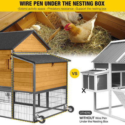 Aivituvin Mobile Chicken Coop 85" Large All-Steel Frame Hen House Poultry Cage with Nesting Box Metal Run,Waterproof Rain Cover Duck Coop Rabbit Hutch - WoodArtSupply