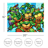 AQUARIUS Teenage Mutant Ninja Turtles Art by Numbers Painting Kit (16 x 20 Stretched Canvas) 24 Paints, 3 Paint Brushes, Ready to Hang, Officially Licensed TMNT Collectible - 16x20 in AQUARIUS