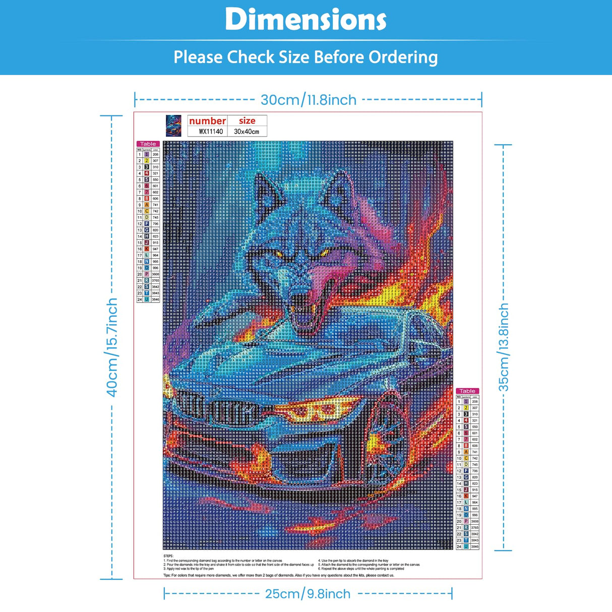 KEYIFA Sports Car Diamond Art Kits, 5D DIY Diamond Painting for Adults, Round Full Drill, Wolf Diamonds Dots Mosaic Painting, Crystal Gem Arts Craft for Home Wall Decor 12x16 in KEYIFA