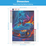 KEYIFA Sports Car Diamond Art Kits, 5D DIY Diamond Painting for Adults, Round Full Drill, Wolf Diamonds Dots Mosaic Painting, Crystal Gem Arts Craft for Home Wall Decor 12x16 in KEYIFA