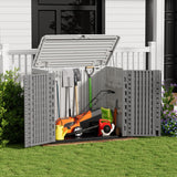 ZZM Outdoor Storage Shed Diamond Texture 4x3FT Horizontal Shed | 34 Cu.Ft Waterproof Resin Cabinet with Double-Wall | UV-Resistant & Lockable for Garden Tools, Bikes, Patio Furniture (Grey-White) ZZM