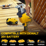Cordless Reciprocating Saw for DeWalt 20V Battery, Brushless Power Recipro Saw, 0-3500SPM Variable Speed, Tool-free Blade Change, 4 Saw Blades Kit for Wood/Metal/PVC Cutting, Bare Tool L1NXIXI