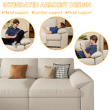 EASE MOOSE Loveseat Sofa for Living Room,Oversized Deep Seat Modular Sectional,Modern Comfy 2 Seater Sofas,Scratch Resistant Faux Leather Couch for Small Spaces, Beige EASE MOOSE