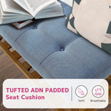 Acme Charla Wood and Fabric Bench in Blue and Oak Acme