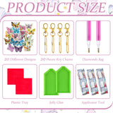 FairySandy 20 Pcs Spring Butterfly Diamond Painting Keychains 5d Flowers Butterflies Diamond Art Keychains Kits for Adults Single Side Floral Key Chain Hanging Ornament for Beginners DIY Crafts Gifts FairySandy