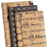 RUSPEPA Christmas Wrapping Paper Rolls - Mini Roll - 17 inches x 10 feet per Roll, Total of 3 Rolls - Reindeer and Snowflake RUSPEPA