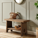 HOKYHOKY Solid Wood Entryway Bench - 31.5" Farmhouse Small Storage Bench, Rustic Narrow Bench Seat for Indoor, Entryway, Dining Room, Living Room and Hallway, Brown HOKYHOKY