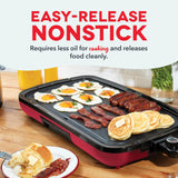 DASH Deluxe Everyday Electric Griddle with Dishwasher Safe Removable Nonstick Cooking Plate for Pancakes, Burgers, Eggs and more, Includes Drip Tray + Recipe Book, 20” x 10.5”, 1500-Watt - Red DASH