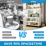 65'' Tall Kitchen Bakers Rack with Flip Door Cabinet, 5 Tier Multifunctional Microwave Stand Buffet, Coffee Bar, Kitchen Pantry Storage Cabinet Shelf, Quick Assembly, White Legendstone